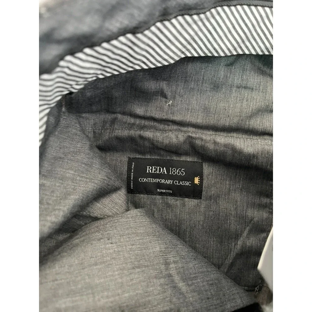 J.Hilburn Reda European Fit Super 130'sWool Dress Pants Men's Gray Check Size 34